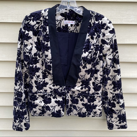 Tory Burch Dayton Flocked Floral Velvet Blazer - Picture 2 of 14